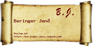 Beringer Jenő névjegykártya